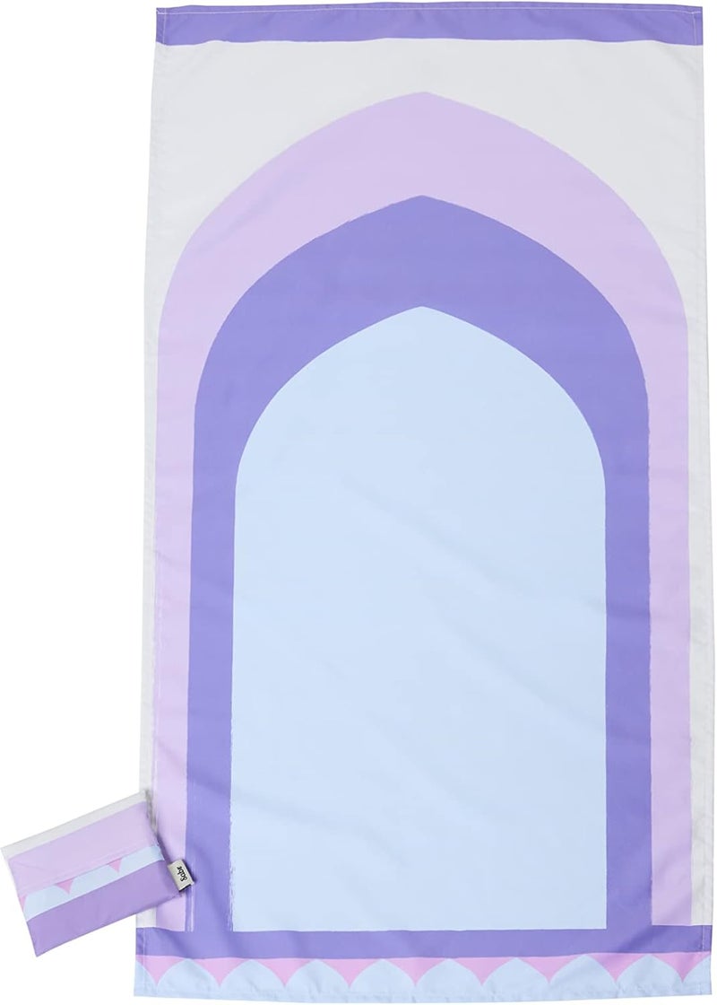 صبر Baghdad Ultra-Lightweight Foldable Pocket Prayer Mat with Carry Pouch, Purple - Image 1