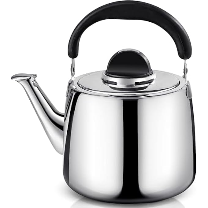 MedMad Whistling Tea Pots For Stove Top  Food Grade Stainless Steel Teapot  Classic Stovetop Kettle With Universal Base Cool Grip Bakelite Handle 3 L - Image 2