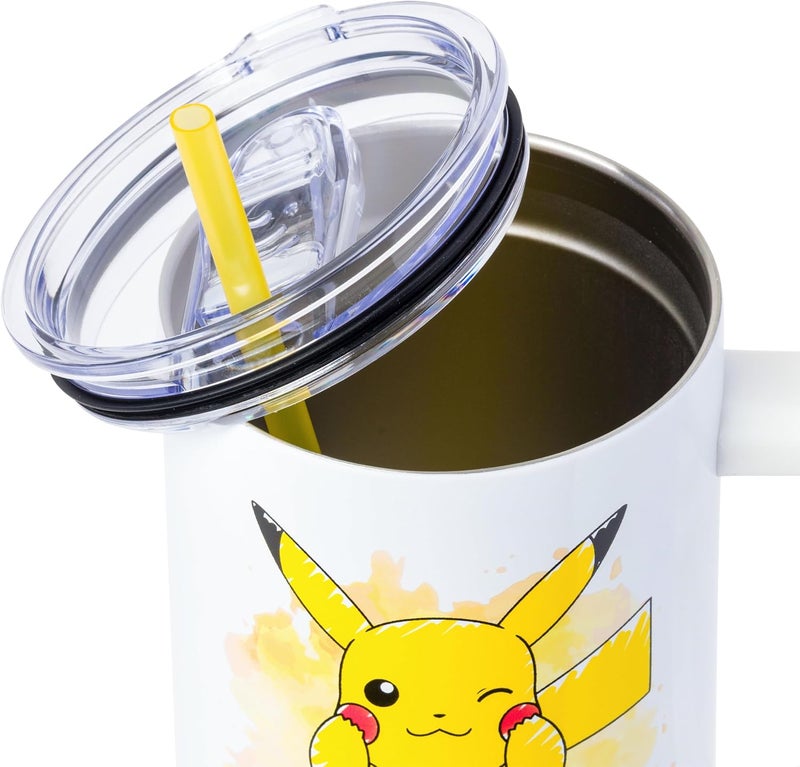 Silver Buffalo Pokémon Stainless Steel Tumbler with Handle Featuring Pikachu, Fits in Standard Cup Holder, 40 Ounces - Image 5