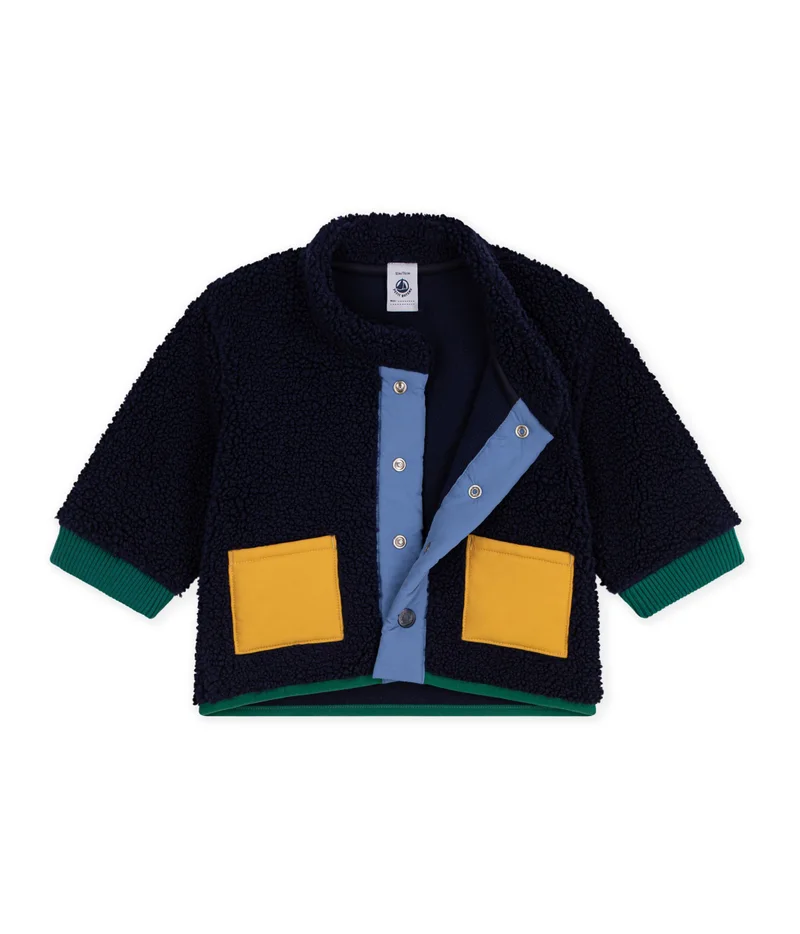 Petit Bateau Babies' Plain Padded Sherpa Coat With A Hood