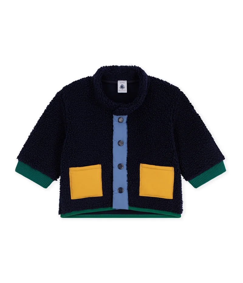 Petit Bateau Babies' Plain Padded Sherpa Coat With A Hood