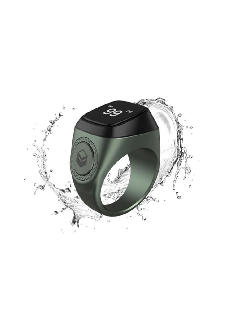 iQIBLA Zikr lite Smart Tasbih Tally Counter Ring Zikr Digital Tasbih 5 Prayer Time Reminder Bluetooth Green 20mm - Image 1