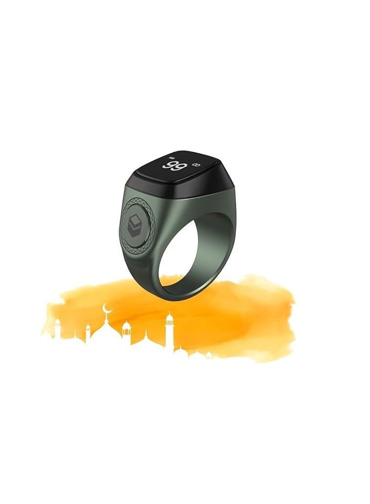 iQIBLA Zikr lite Smart Tasbih Tally Counter Ring Zikr Digital Tasbih 5 Prayer Time Reminder Bluetooth Green 20mm - Image 2
