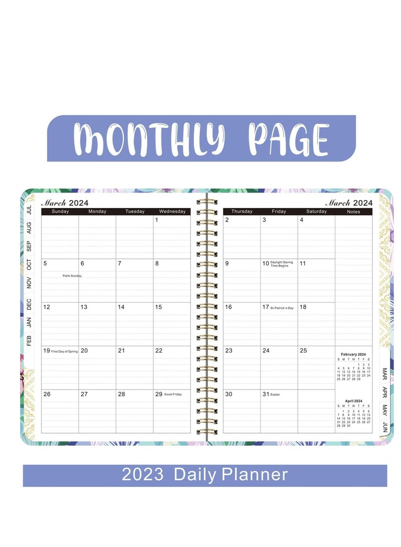 Generic 2024 Hourly Planner Spiral Notebook for Work with Thick Paper, Bookmark, Stickers, Inner Pocket and Elastic Closure  - Image 5