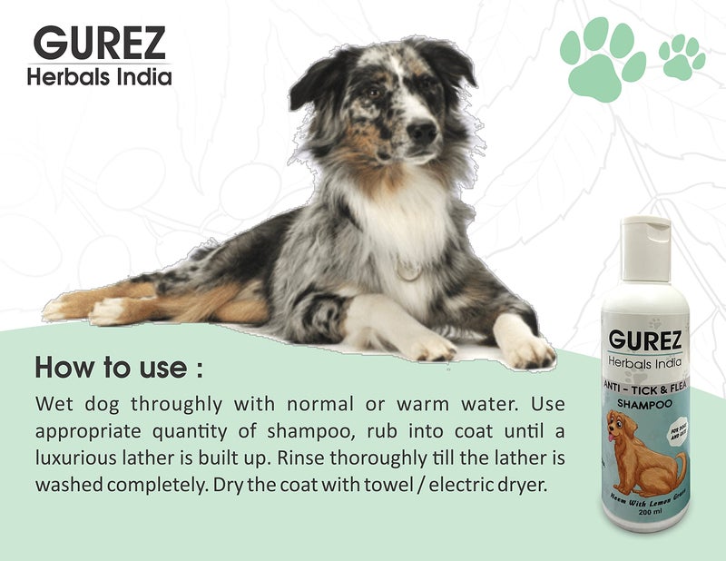 Gurez Herbals India Pet Shampoo for Dogs and Cats of All Breeds Repellent Lice Tick and Flea Anti-itching Dog Shampoo Made with Natural Neem and Lemon Grass (200 ml with Brush) - Image 4