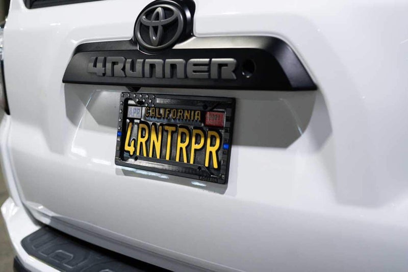TACTILIAN American Flag License Plate Frame - Subdued 3D Embossed USA Flag in Black Gloss on Matte Finish for Car, Truck or SUV (Thin Blue Line) - Image 4