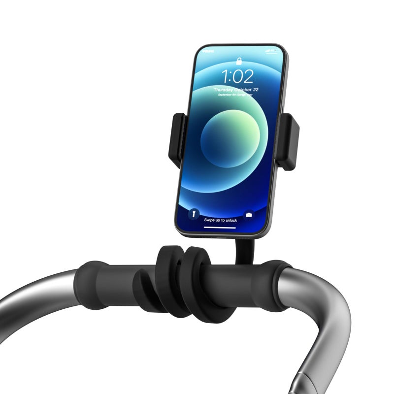 Chunxiao Portable Stroller Phone Holder Mount for Baby and Parent to One Hand Operation - Flexible Phone Holder for Stroller Handlebar with Angle Adjustable Fits Most 3.5" - 7.5" Cellphones - Image 1