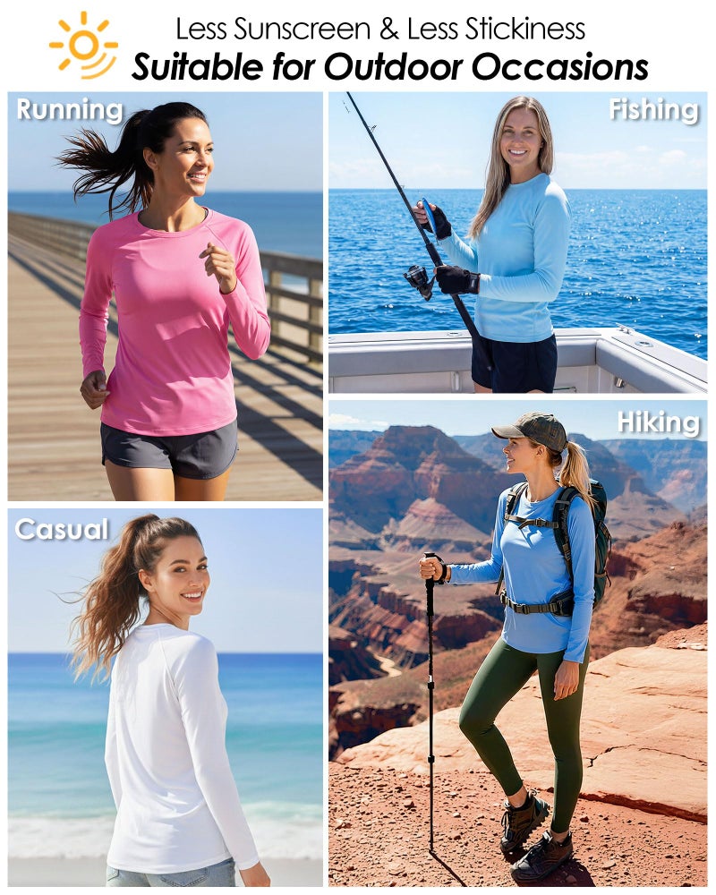 Boladeci UV Shirts for Womens Rash Guard Long Sleeve Swim Shirts for Woman UPF 50 Sun Protection SPF Workout Top Rose Red Large - Image 5