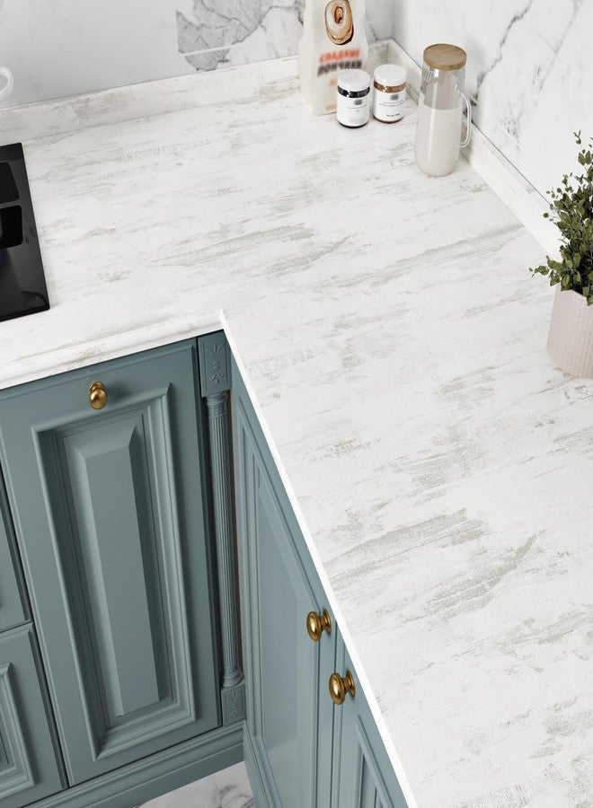 Wallercity Thick Textured Beige Wood Contact Paper 15.8"x78.7" Kitchen Peel and Stick Countertops Contact Paper Gray Matt Cement Wallpaper Self Adhesive Waterproof Vinyl Wrap for Cabinets Desk Table - Image 2