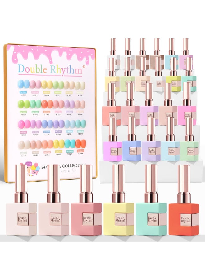 Double Rhythm 28Pcs 05Oz Gel Nail Polish Set Same Color Same Bottle Soak Off Gel Polish Kit Nail Art Manicure Salon DIY at Home for Women Pastel Candy CollectionT245 - Image 2