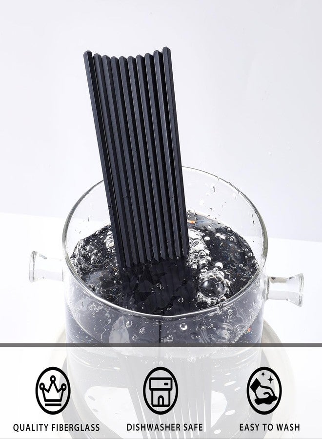 PYBBO 10 Pairs Fiberglass Chopsticks-Reusable Chopsticks Dishwasher Safe, 9.63 inch/24.5cm Non-Slip Family/ Hotel/ Restaurant Japanese Chop Sticks, Chinese/Japanese Chop Sticks, Black - Image 3