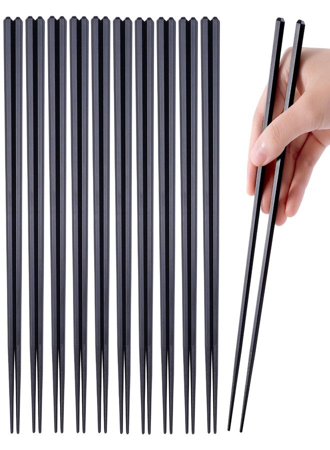 PYBBO 10 Pairs Fiberglass Chopsticks-Reusable Chopsticks Dishwasher Safe, 9.63 inch/24.5cm Non-Slip Family/ Hotel/ Restaurant Japanese Chop Sticks, Chinese/Japanese Chop Sticks, Black - Image 1