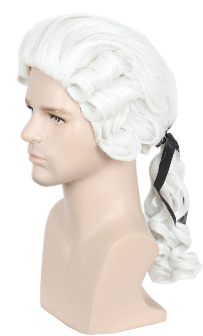Linfairy Mens 18Th Century Peruke Wig Halloween Colonial Historical Judge Lawyer Cosplay Costume Wigs For Party White Blonde