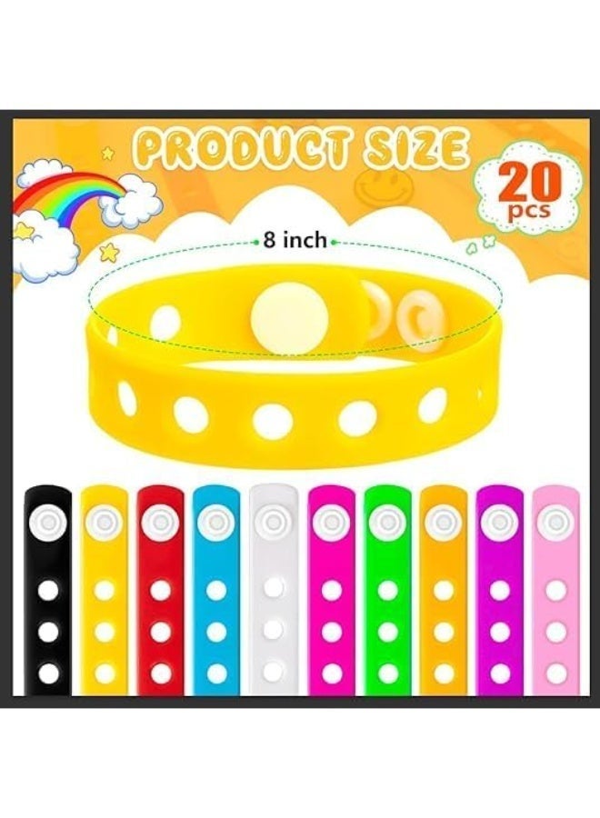 20 Pcs Silicone Charm Bracelets, 8 Inch Adjustable Wristbands, Silicone Wristbands Colorful Rubber Bracelets, for Party Favors and Gifts - Image 2