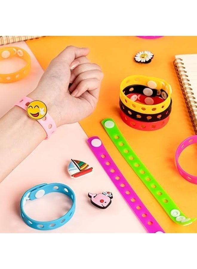 20 Pcs Silicone Charm Bracelets, 8 Inch Adjustable Wristbands, Silicone Wristbands Colorful Rubber Bracelets, for Party Favors and Gifts - Image 4