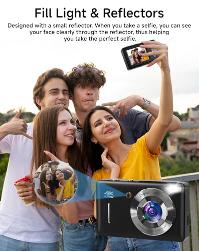 SMARTKLIK Digital Camera for Kids, FHD 1080P 44MP Point and Shoot Digital Camera with Face Detect, Smile Capture, 16X Zoom, 20 Filters, Anti Shake, 32GB SD Card Blcak Compact Vintage Camera for Kids Boys Girls - Image 4
