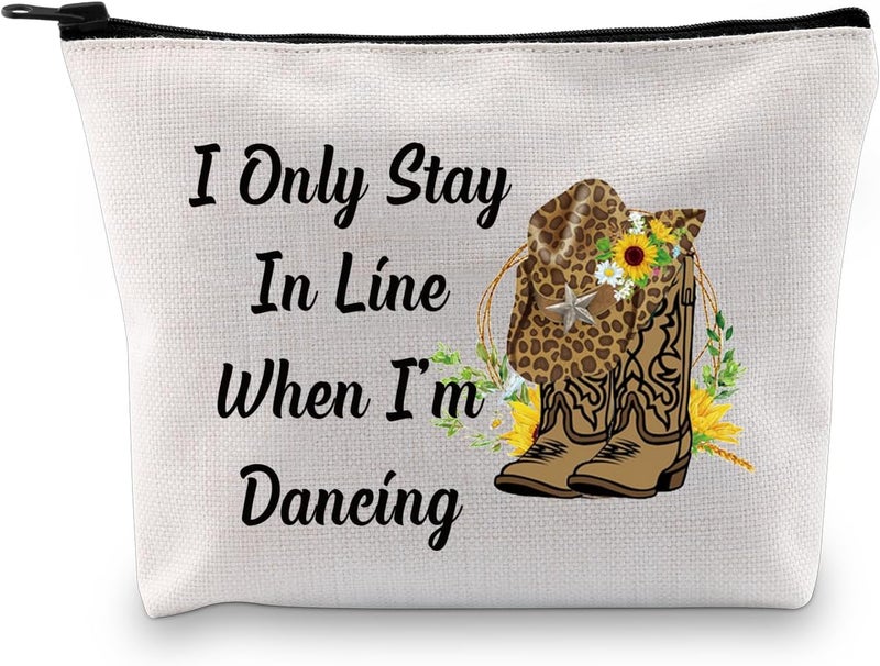 PXTIDY Line Dancing Cosmetic Bag Line Dance Gifts Country Dancer Gift Western Country Music Dancing Dancer Zipper Pouch Makeup Bag