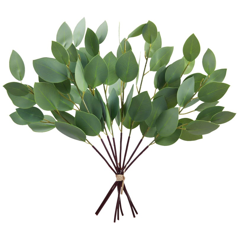 GREENTIME 8 Pack Artificial Greenery Stems 13 Inches Faux Eucalyptus Leaves Stems for Vase Bridal Wedding Bouquet Table Centerpiece DIY Wreath Decor