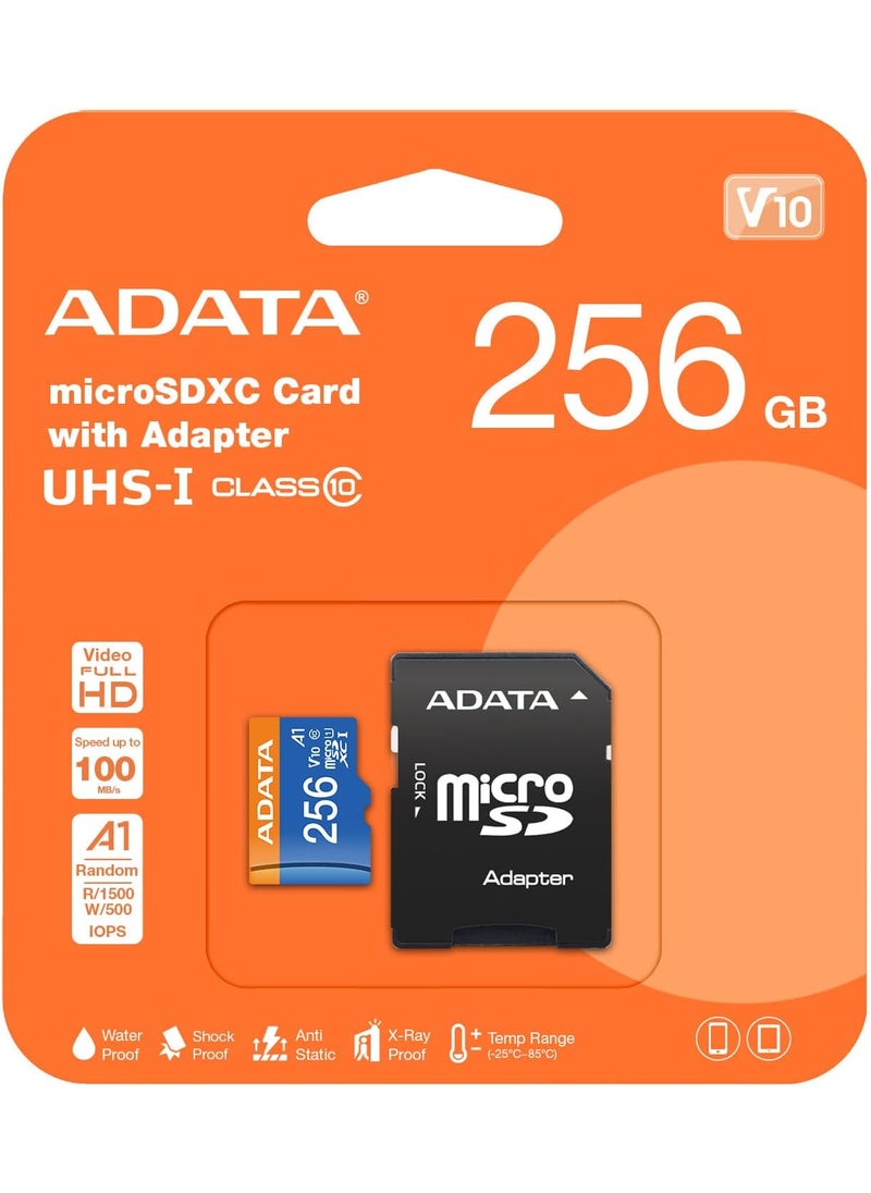 ADATA ADATA Premier 256GB MicroSDHCSDXC UHSI Class 10 V10 A1 Memory Card with Adapter Read up to 100 MBs AUSDX256GUICL10A1RA1  - Image 2