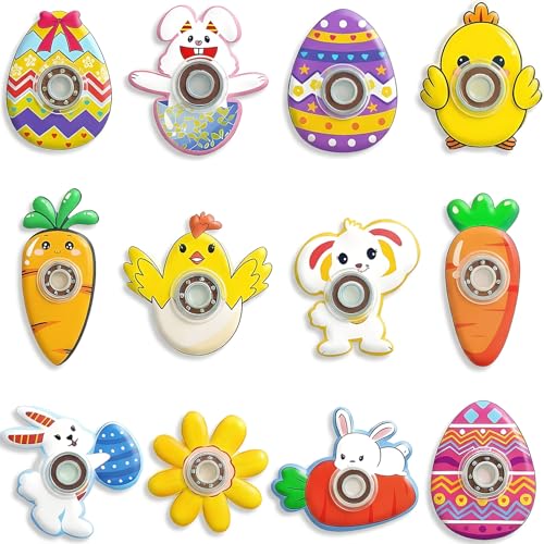 Howzcci 12 Pack Easter Fidget Spinners Toys Novelty Spinning Tops Toys for Kids Boys Girls Easter Basket Stuffers Egg Fillers Party Favors Gifts - Image 1