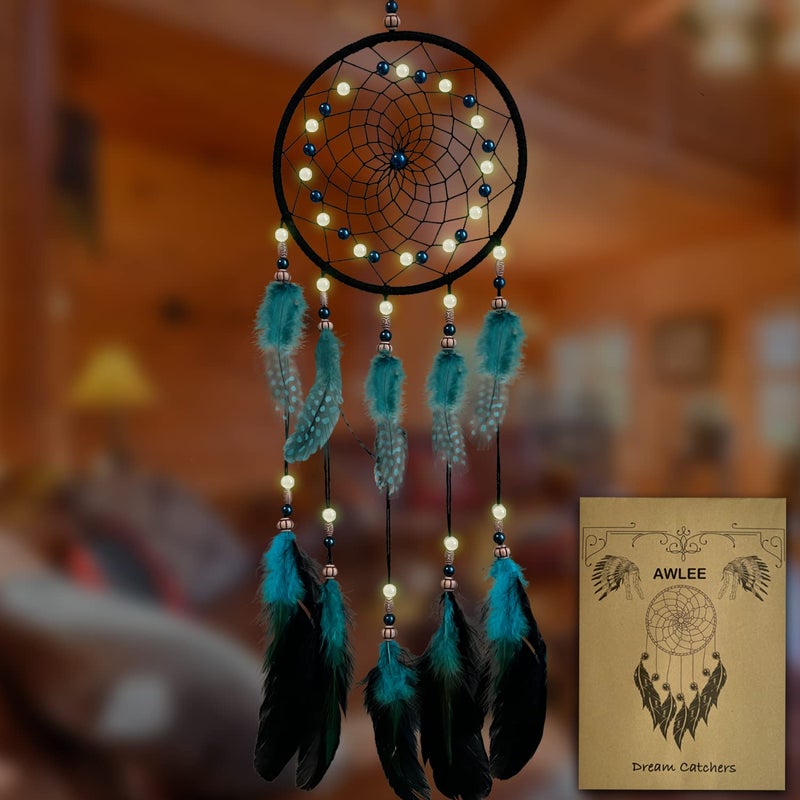 Dream Catchers Handmade Feather Native Home Wall Decoration Blue