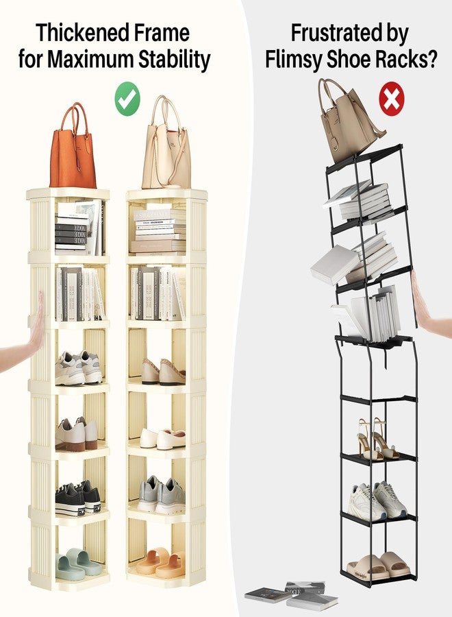 Kitstorack 10 Tiers Stackable Shoe Rack for Closet and Front Door Entrance - Free Standing Plastic Stand, Narrow Tall Vertical Organizer for Small Spaces Storage, White - Image 3