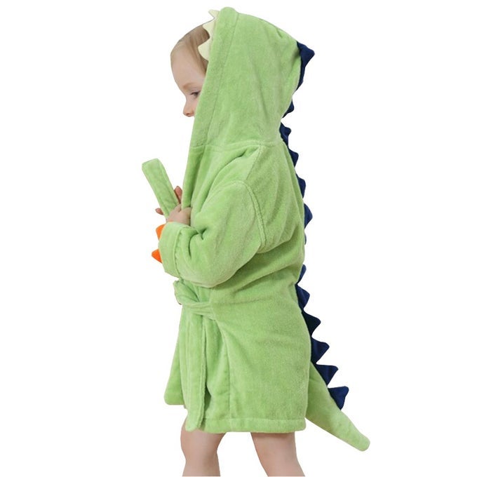 KIDS BATH ROBE TODDLER COTTON TOWEL ANIMAL DINOSAUR HOODED BATHROBE GREEN S SIZE FOR 13 AGES BABY