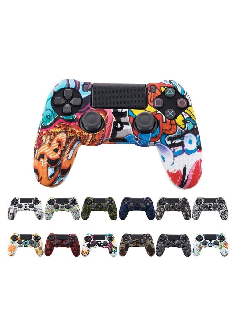 Gamepads Camouflage Case Graffiti Studded Dots Silicone Rubber Gel Skin for Sony PS4 Slim/Pro Controller Cover Case for Dualshock4 Cartoon Game - Image 3
