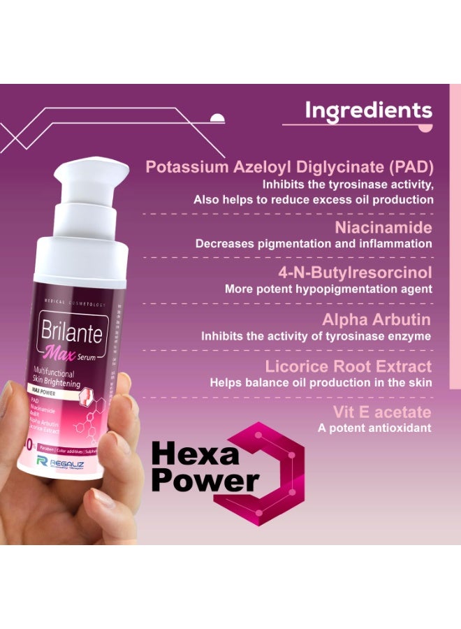 Regaliz Brilante Max Serum | Multifunctional Skin Brightening & Radiance Booster | Targets Dark Spots, Uneven Skin Tone, and Dullness | 30ml - Image 3