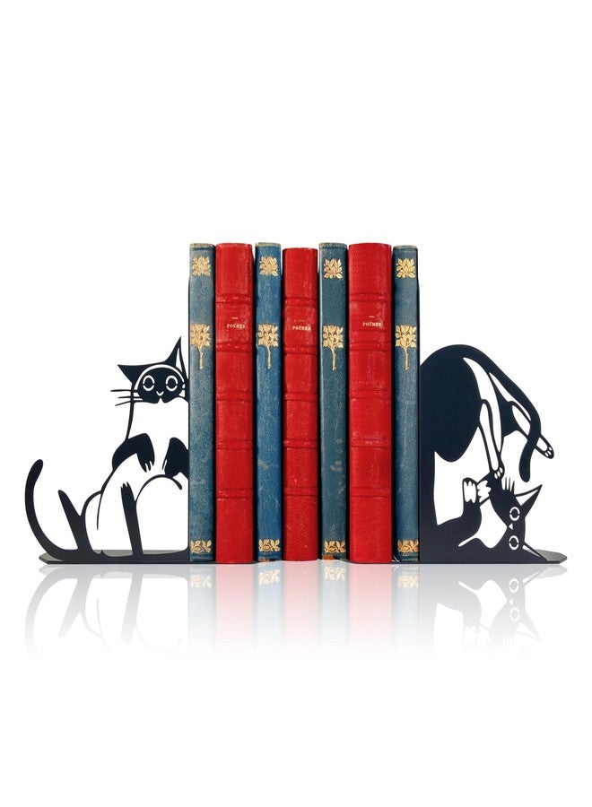 فواصل كتب معدنية على شكل قطط لطيفة، فواصل كتب على شكل قطط للرفوف، قطع ديكور للمكتب المنزلي، ديكور رف الكتب، هدايا لمحبي القطط للنساء - Image 1