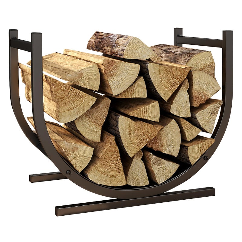 DOEWORKS Indoor Firewood Rack Decorative Wood Holder Fireside Log Rack