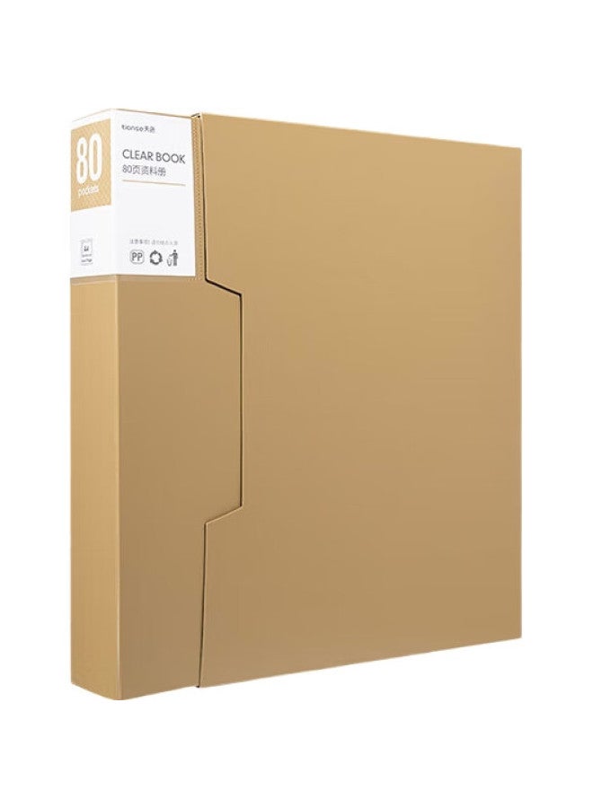 Tianse A4/80-Page Large Capacity Document Folder With Insert Pages, Thickened With Cover, Loose-Leaf Storage Binder, File Box, Exam Paper Organizer, Loose-Leaf Folder Ts-20008 Antique Bronze Brown - Image 3