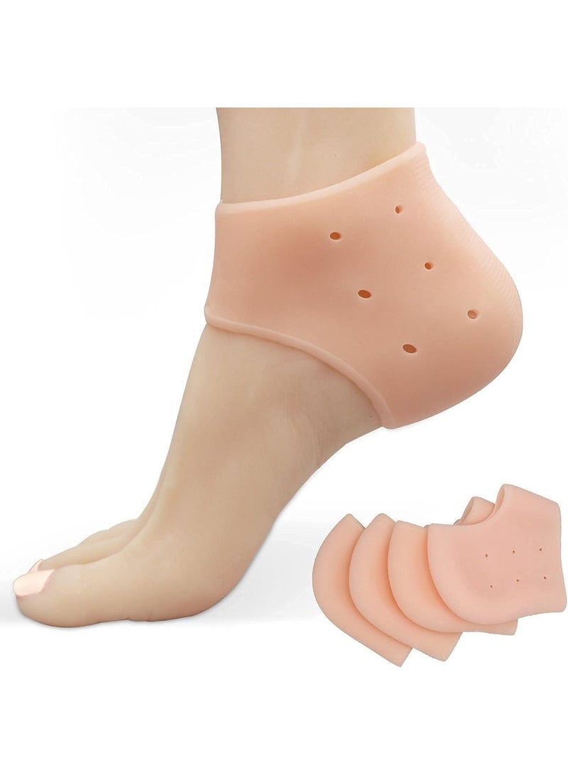 Silicone Heel Protector Socks & Gel Heel Cups, Reusable Moisturizing Heel Sleeves for Dry and Cracked Heels, Soft Shoe Support Pads, Pack of 2 Pairs - Image 3