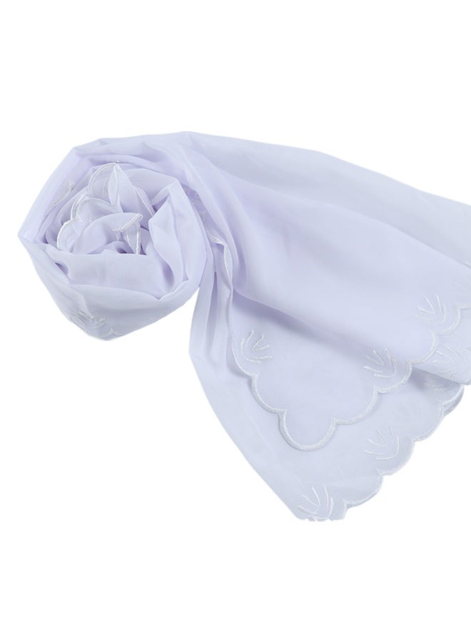Four Sided Leaf Embroidered Plain Chiffon Square Scarf, Headscarf, Arabic Scarf - Image 1