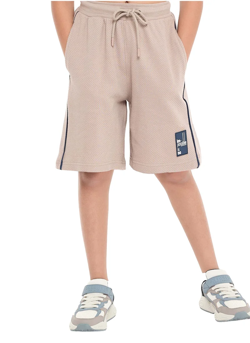 victor and jane Victor and Jane Boys' Jacquard Set – Light Brown 2-Piece Outfit with Label Detail