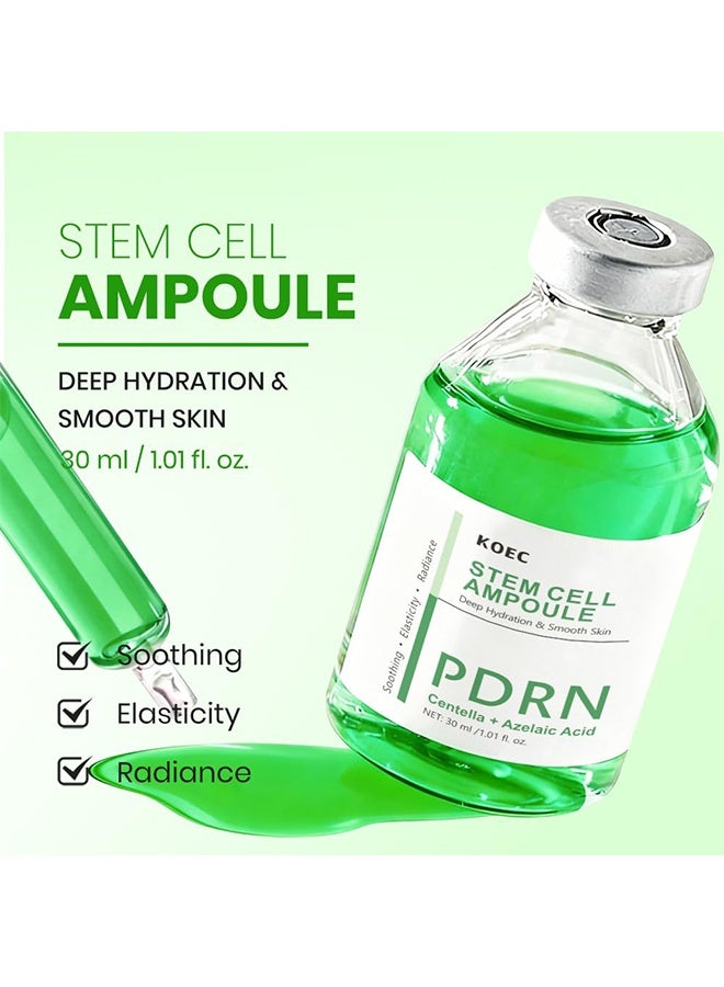 KOEC Stem Cell Ampoule,Centella Pdrn Stem Cell Ampoule with CICA ,Booster Serum for Face Wrinkle Firming,Cooling & Soothing,Deep Hydration,Non-Greasy,Gentle Formula, 30ml - Image 2