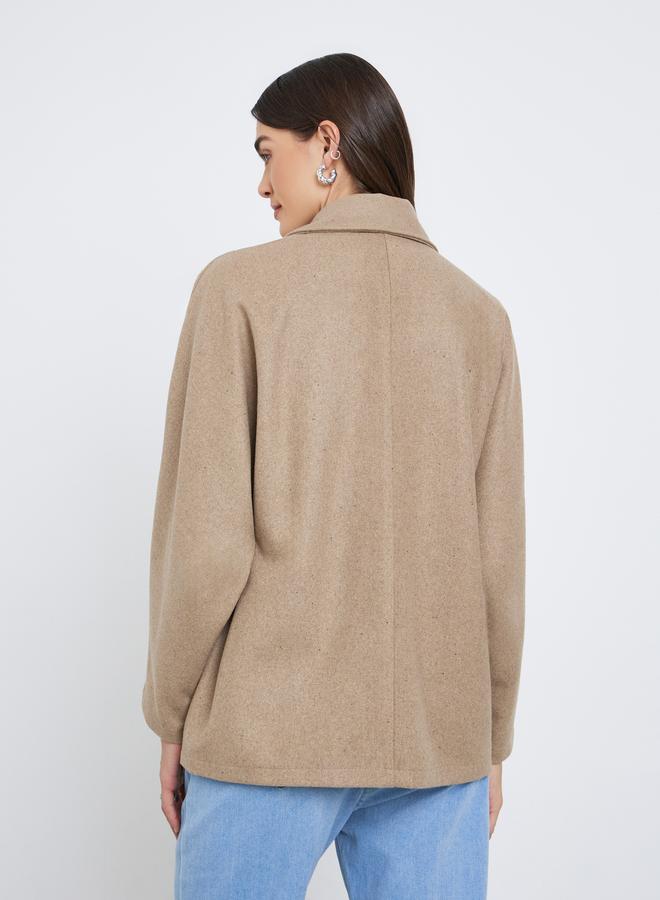 Styli Brown Longline Oversized Button Coat - Image 5