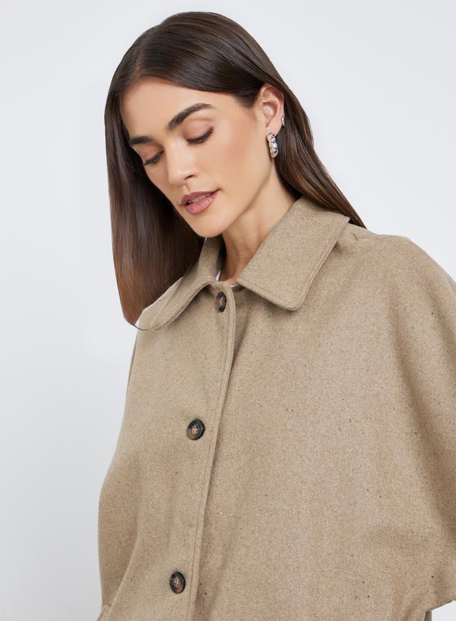 Styli Brown Longline Oversized Button Coat - Image 4