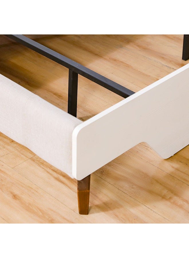 DANUBE HOME Gordion 120X200 Single Bed Sturdy Modern Design Wooden Single Bed Frame Furniture Quiet & Comfortable Beds L 130x208.6x118 cm  Light Cream - Image 5