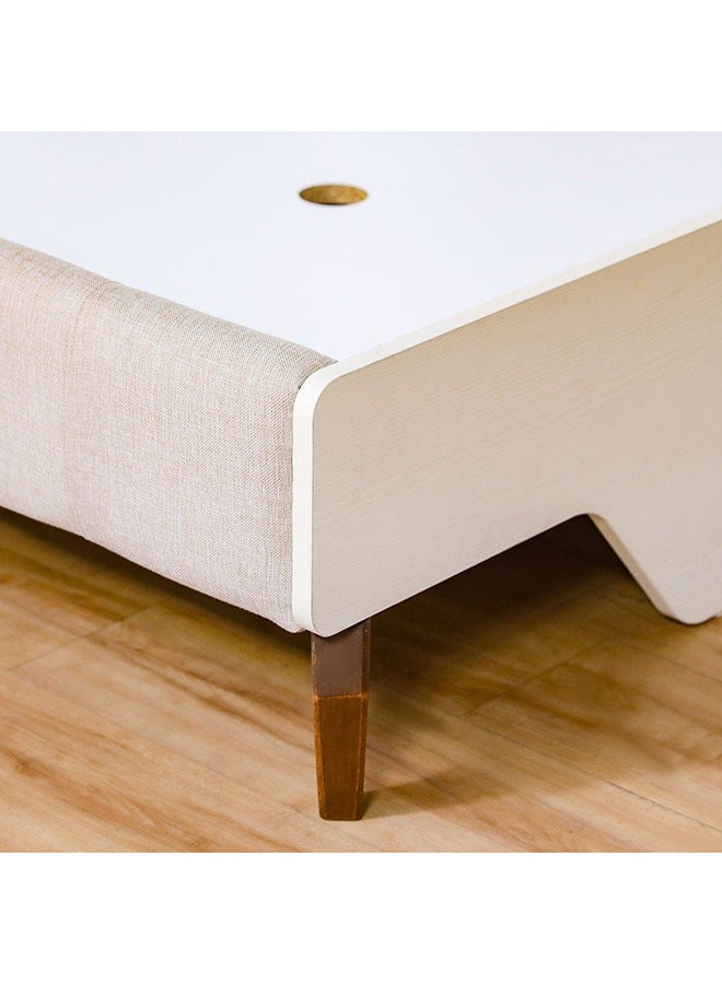 DANUBE HOME Gordion 120X200 Single Bed Sturdy Modern Design Wooden Single Bed Frame Furniture Quiet & Comfortable Beds L 130x208.6x118 cm  Light Cream - Image 4