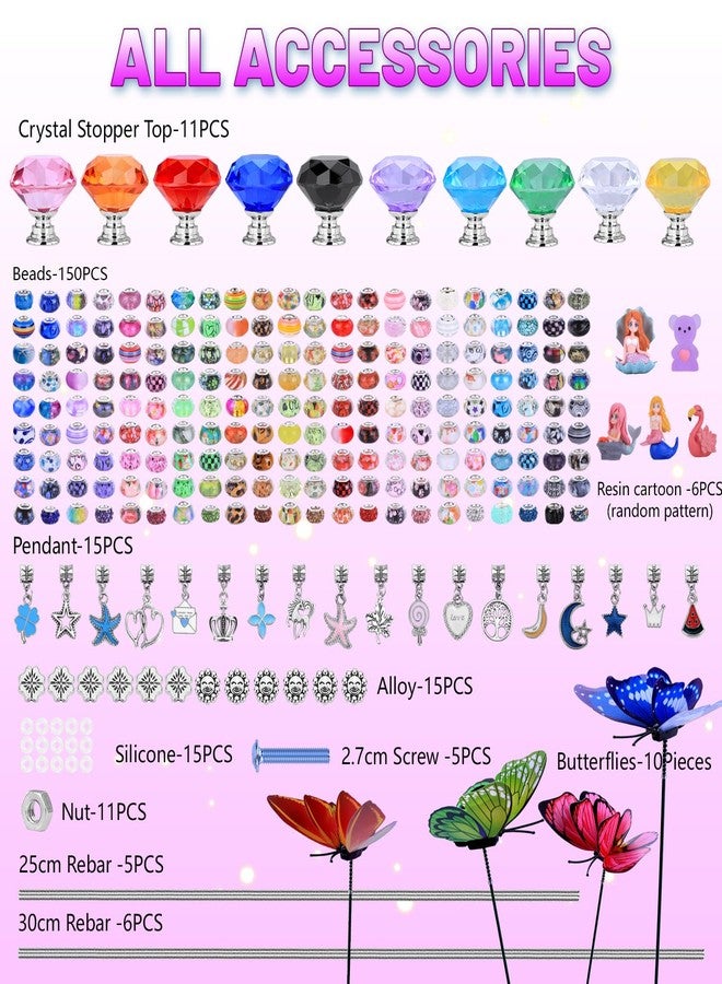 AIPRIDY 252 Pcs DIY Fairy Wand Garden Stakes Kit,Multiple Color Scheme European Beads Crystal Diamond Tops and 12 or 10 Inch Threaded Rods,Stainless Steel Stakes with Diamond Toppe(Fairy Tale) - Image 3
