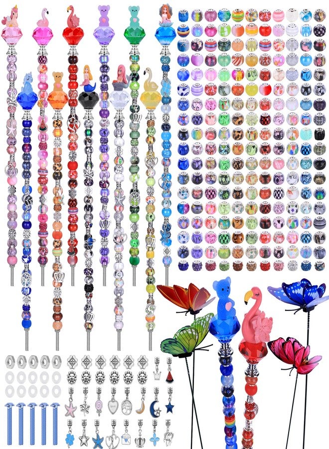 AIPRIDY 252 Pcs DIY Fairy Wand Garden Stakes Kit,Multiple Color Scheme European Beads Crystal Diamond Tops and 12 or 10 Inch Threaded Rods,Stainless Steel Stakes with Diamond Toppe(Fairy Tale) - Image 1