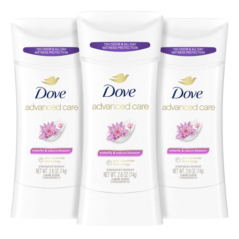 Dove Advanced Care Antiperspirant Deodorant Stick Waterlily & Sakura Blossom 3ct For underarm care with Pro Ceramide technology with 72-hour odor control and sweat protection for soft underarms - Image 1