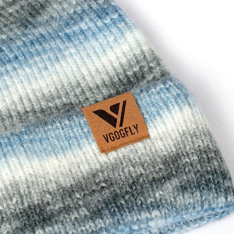 Vgogfly Beanie Men Slouchy Knit Skull Cap Warm Stocking Hats Guys Women Striped Winter Beanie Hat Cuffed Plain Hat - Image 3