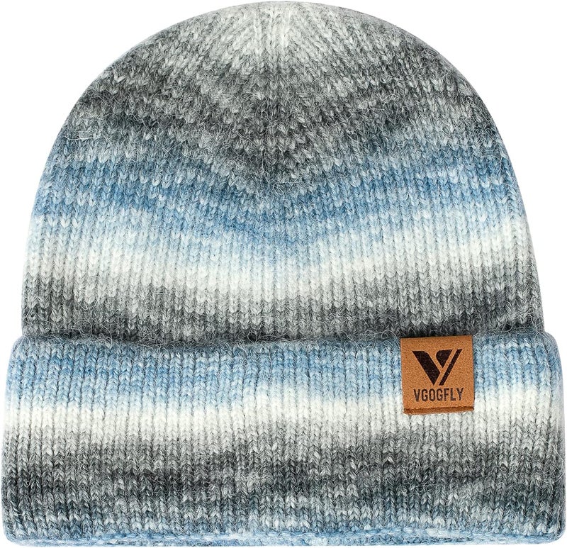 Vgogfly Beanie Men Slouchy Knit Skull Cap Warm Stocking Hats Guys Women Striped Winter Beanie Hat Cuffed Plain Hat - Image 2