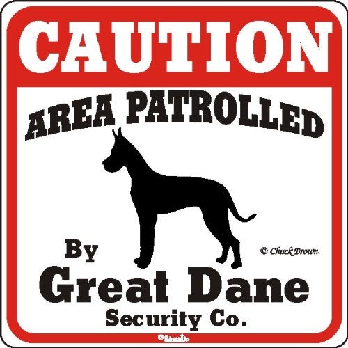 signs up Dog Yard Sign Caution Area Patrolled by Great Dane Security Company - Image 2