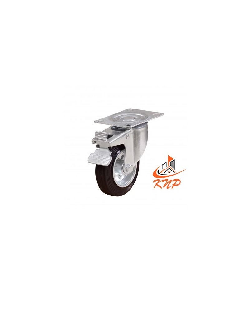 KNP Caster Wheel Rubber 6" Swivel With Break  - Image 3