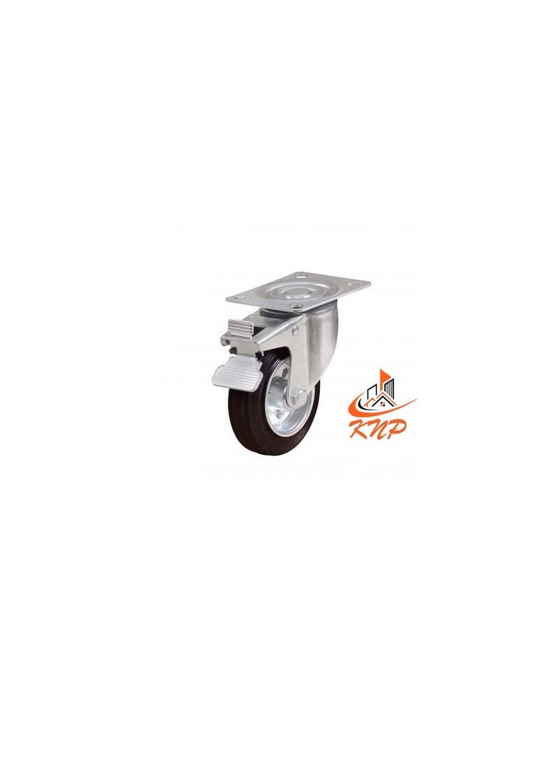 KNP Caster Wheel Rubber 6" Swivel With Break  - Image 1