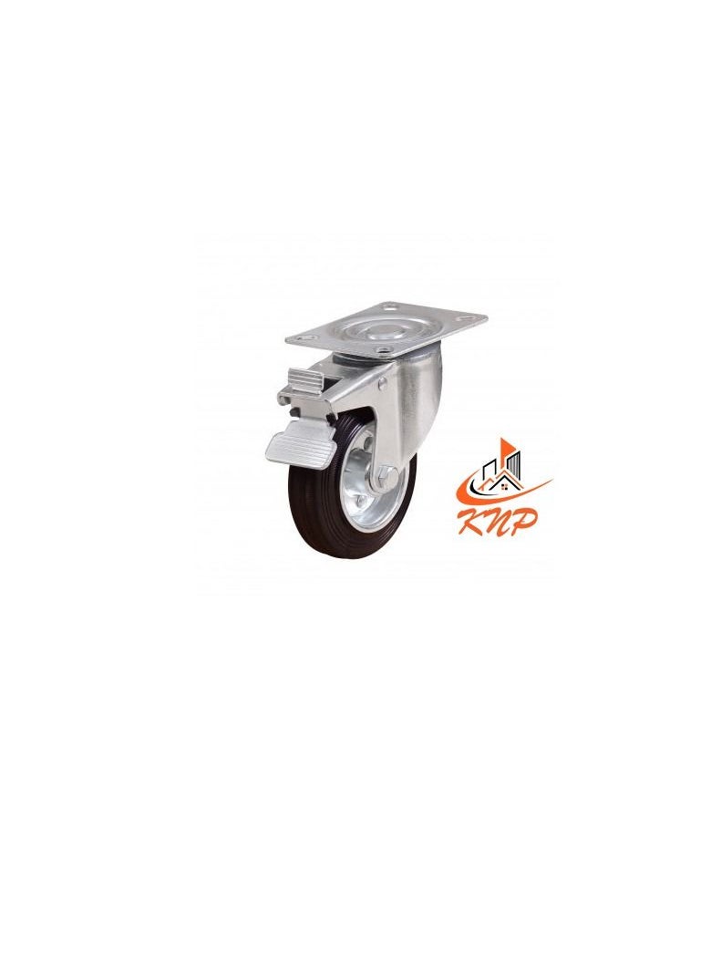 KNP Caster Wheel Rubber 6" Swivel With Break  - Image 2