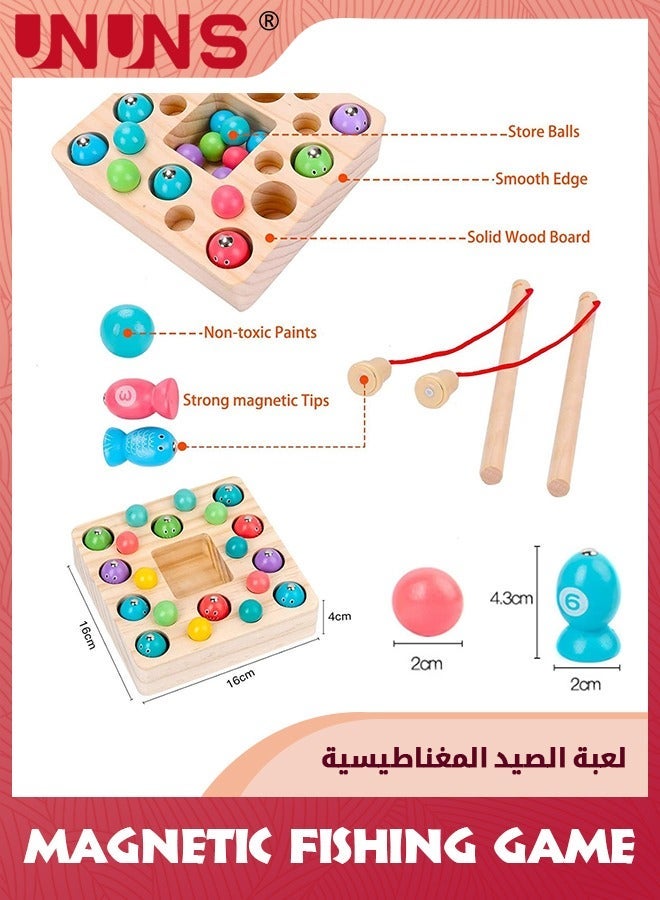 UNUNS Magnetic Fishing Game,Montessori Toys For Toddlers,Wooden Game,Fine Motor Skill Autism Toys,Magnet Pole Clamp Chopsticks Preschool Math Game,Gift Kids Age 3 4 5 6 Year Old - Image 2